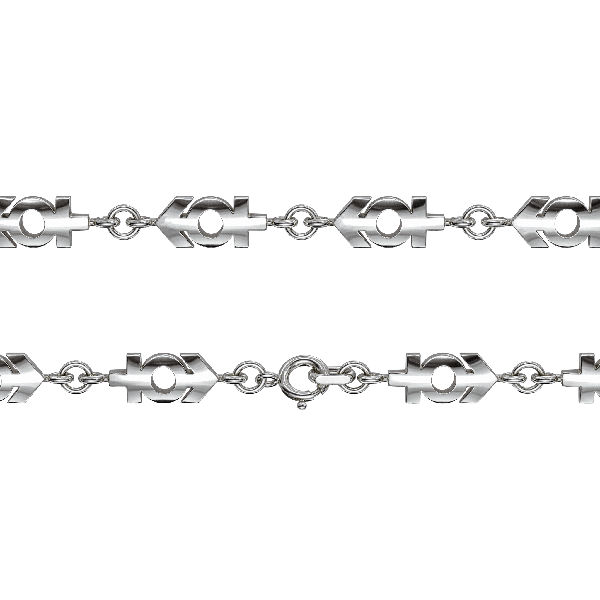 A detail of ⚥ Necklace M in Silver